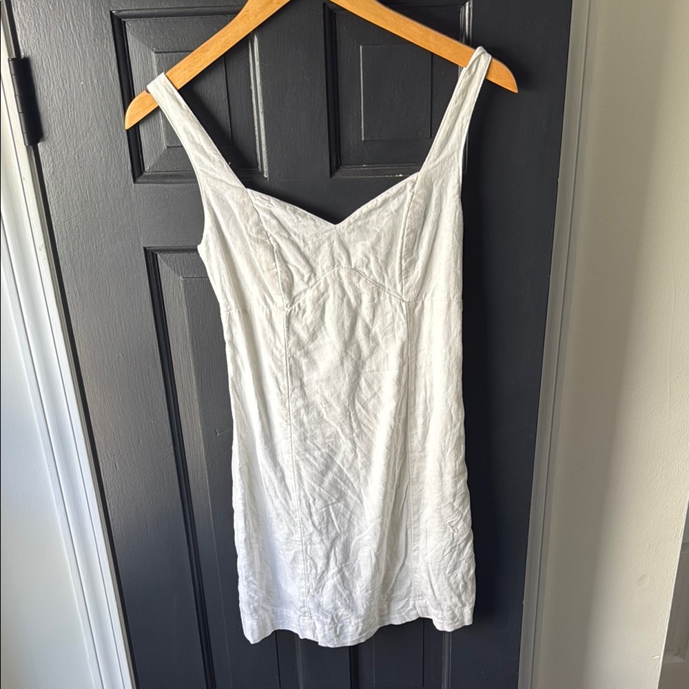 Abercrombie & Fitch White Sleeveless Fitted Mini Dress